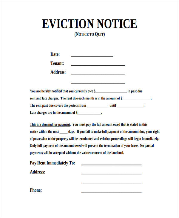 Short Eviction Notice