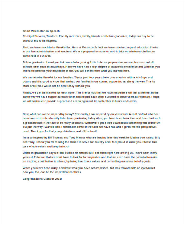 ️ Valedictorian speech template. 11 Valedictorian Speech Examples Pdf Sample Templates Sample 