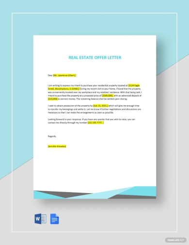 Simple Real Estate Offer Letter Template