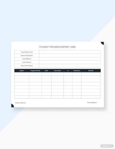 simple student progress report card