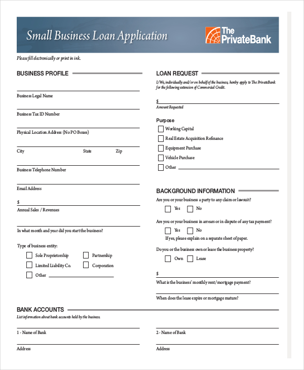 Loan Application 11+ Examples, Format, Pdf Examples