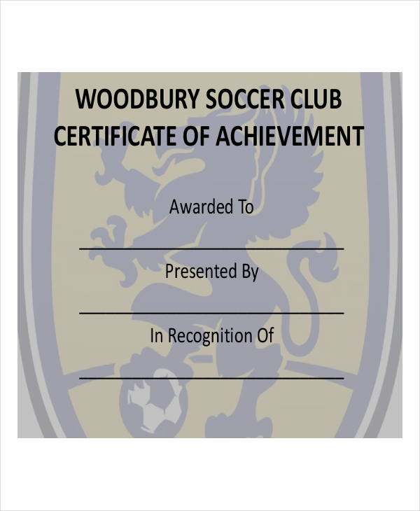 soccer certificate