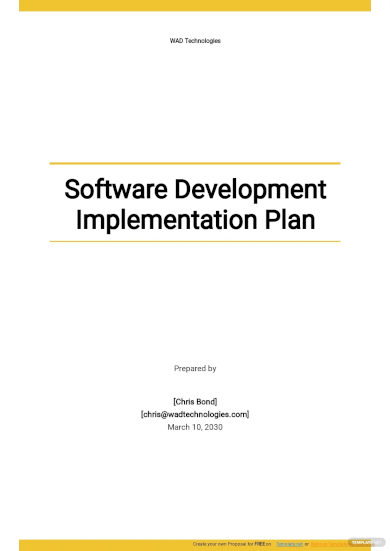 software development implementation plan template