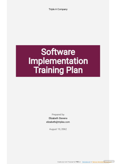 Software Implementation Training Plan Template