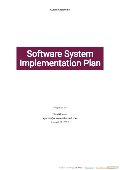 Software System Implementation Plan Template