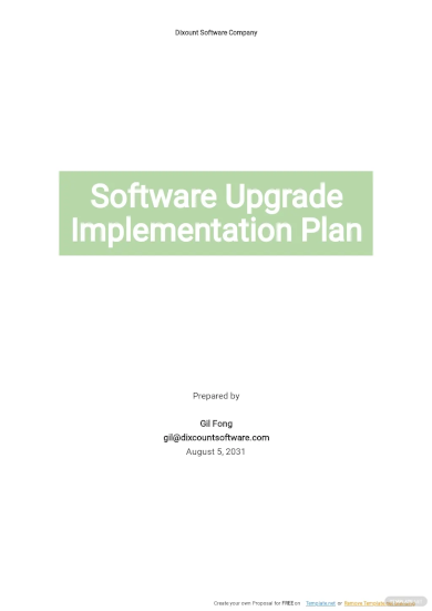 software upgrade implementation plan template