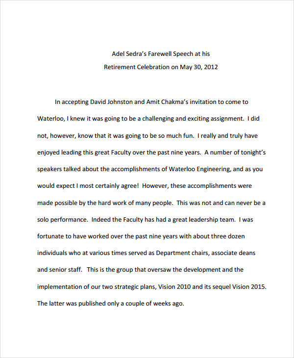 Retirement Speech 7 Examples Format PDF Tips