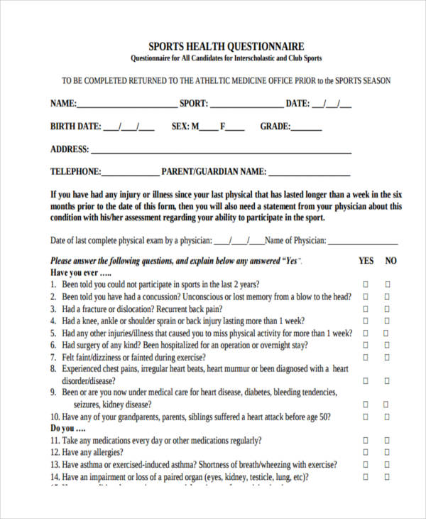 Questionnaire 58+ Examples, Format, Pdf Examples