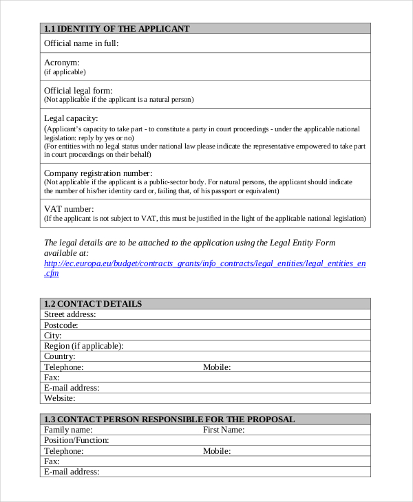 Standard Grant Application