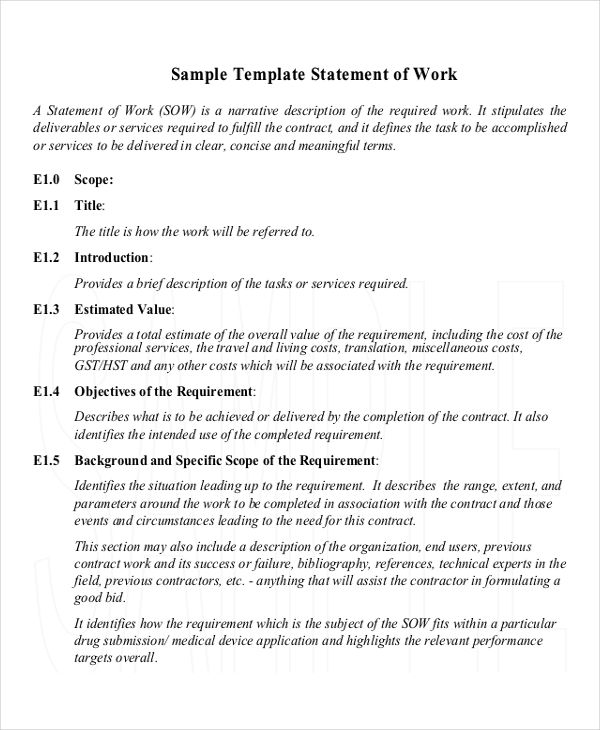 Google Docs Statement Of Work Template