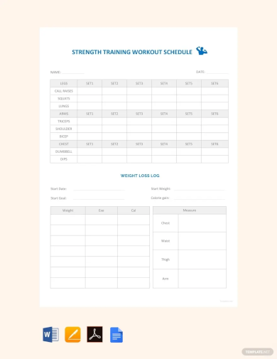 strength training workout schedule template
