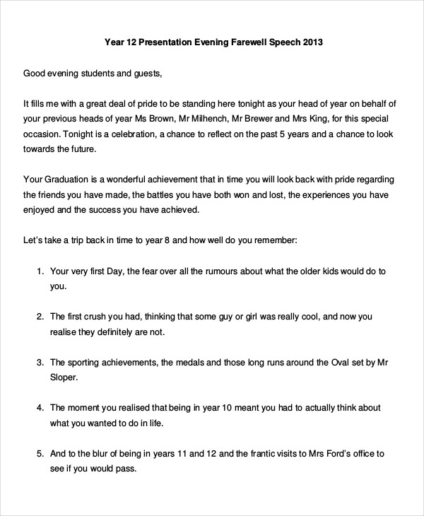 a farewell speech for primary school