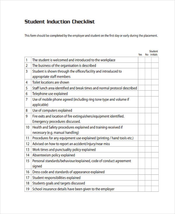 student induction checklist1
