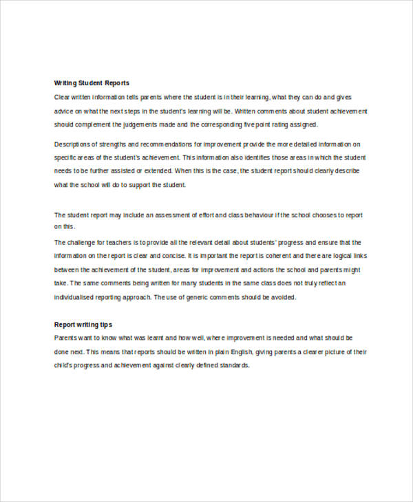 Student writing report service