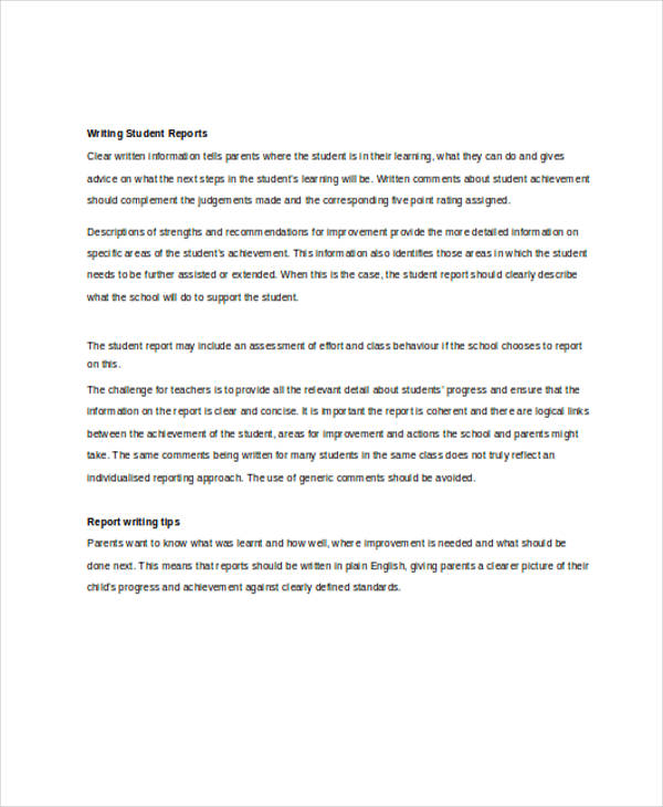 student writing report service