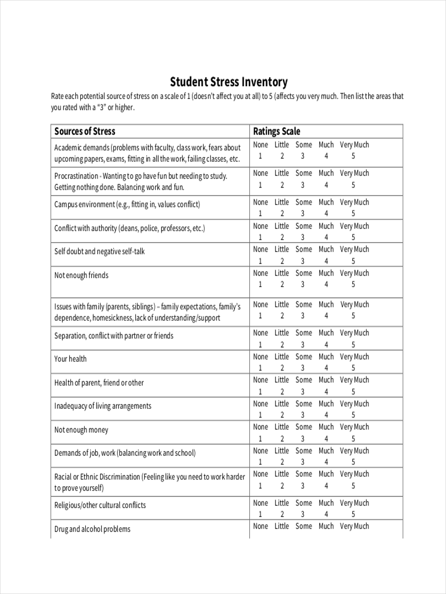 student stress inventory