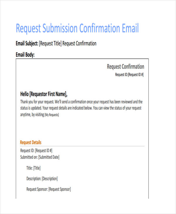 sample document letter submission Email Samples  PDF Examples DOC  7  Confirmation & FREE in