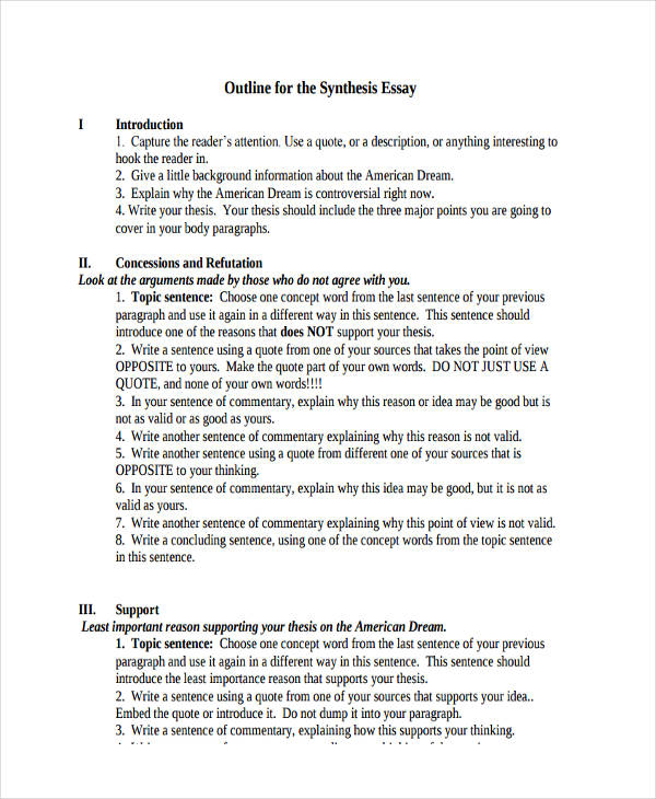 Writing synthesis essay example