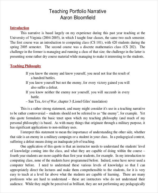 Narrative Writing Examples Format Pdf