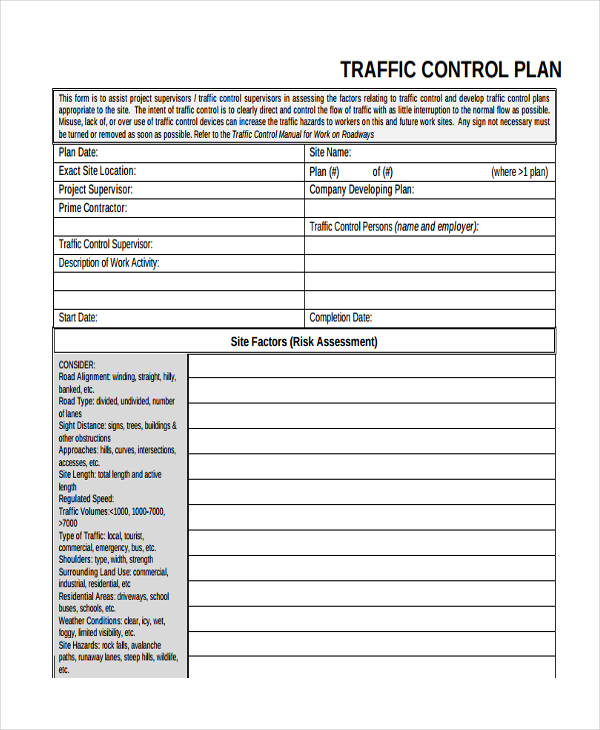 Traffic Control Plan Template Free Printable Templates
