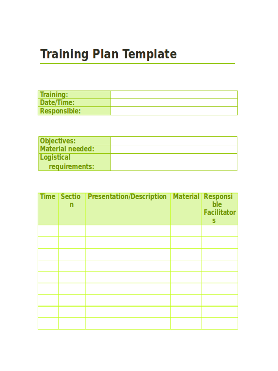 training session schedule example
