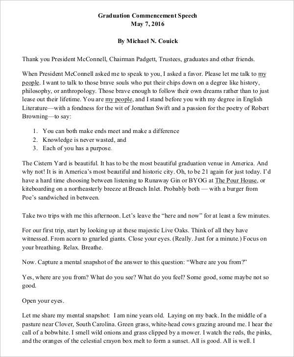Graduation Speech College Credit Graduation Speech College Credit