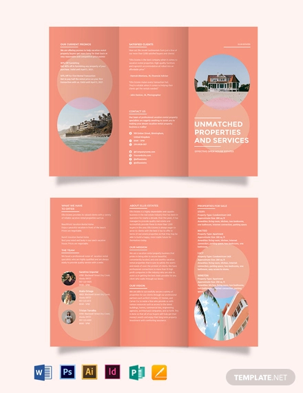 vacation rental tri fold brochure template