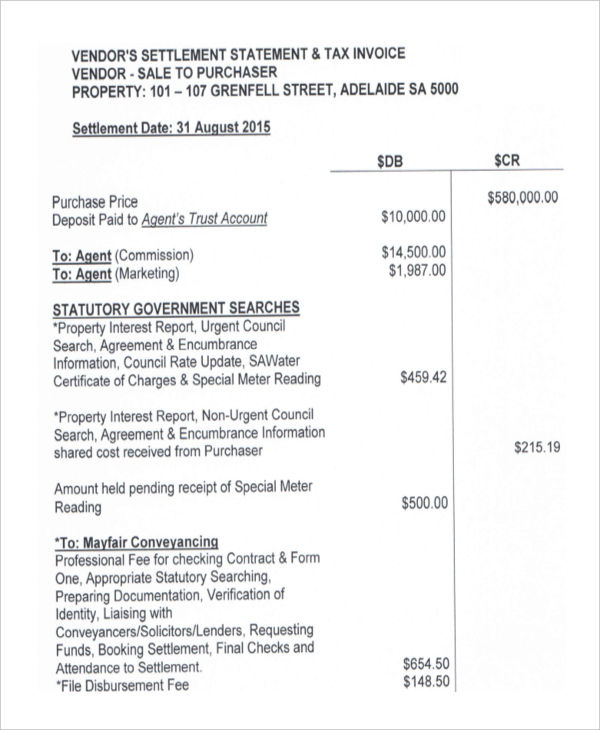 Settlement Statement 10 Examples Format Pdf Examples