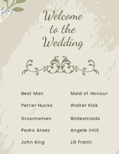 vintage wedding program card template