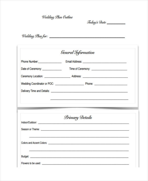 Wedding Plan - 11+ Examples, Format, Pdf