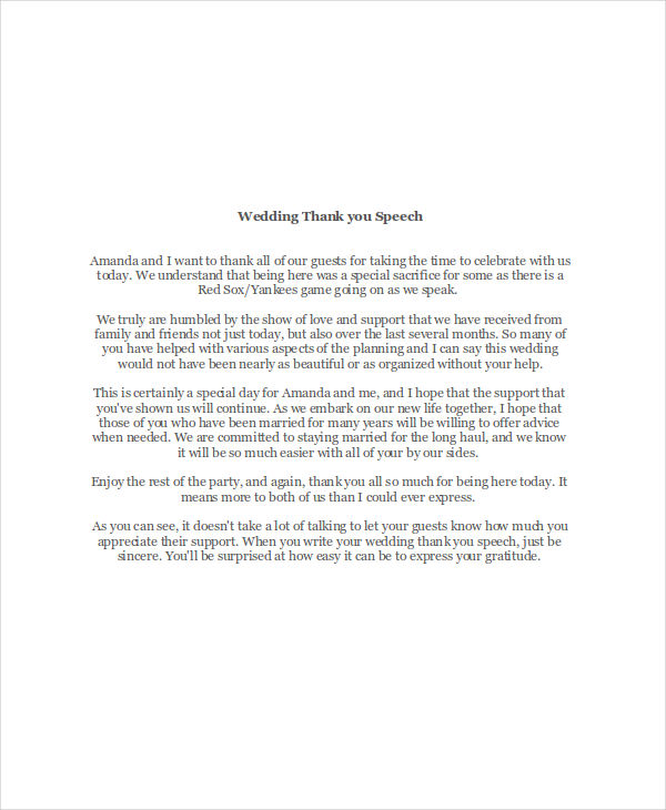 writing wedding thank you speech