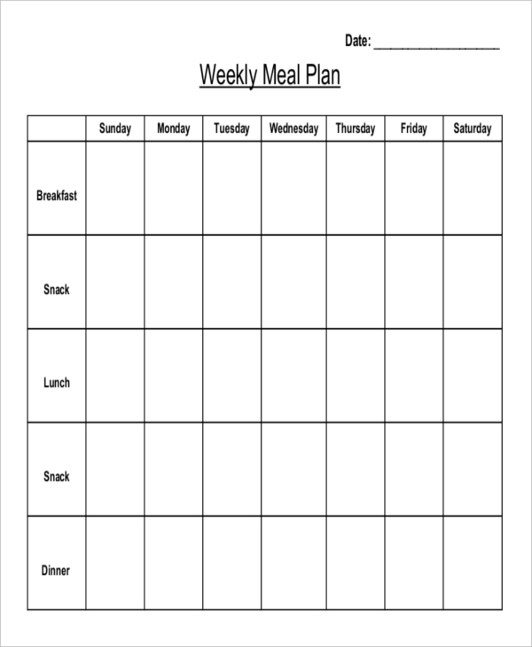 weekly meal example