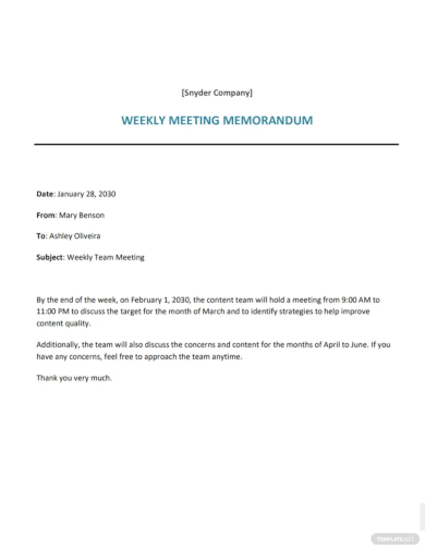 Meeting Memo - 33+ Examples, Format, Pdf | Examples