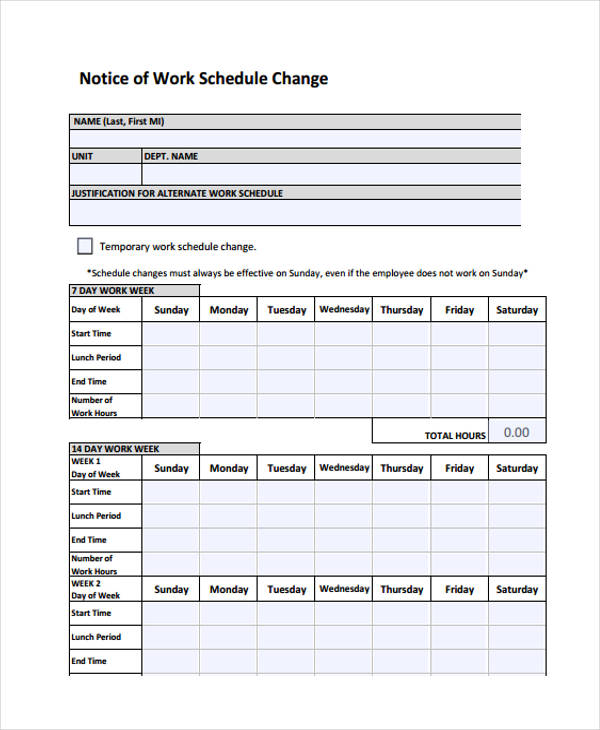work schedule change