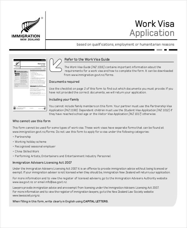 Work Application - 9+ Examples, Format, Pdf | Examples
