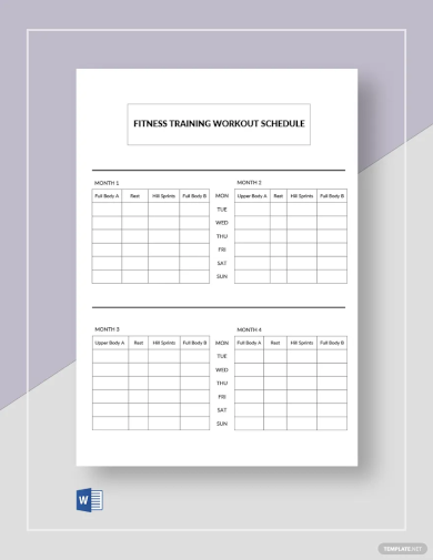 workout training schedule template