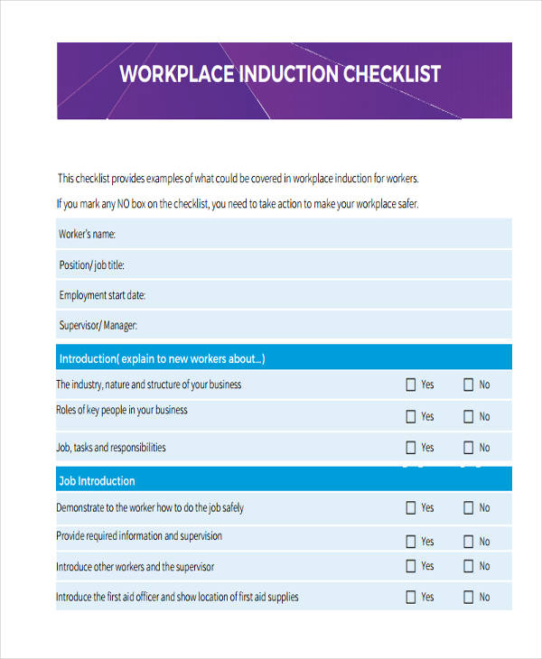 Workplace Induction Example