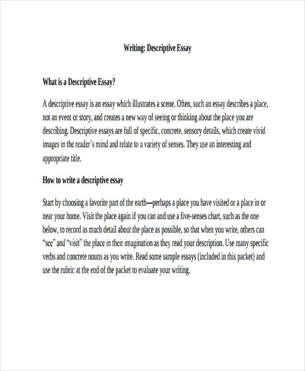 writing descriptive example