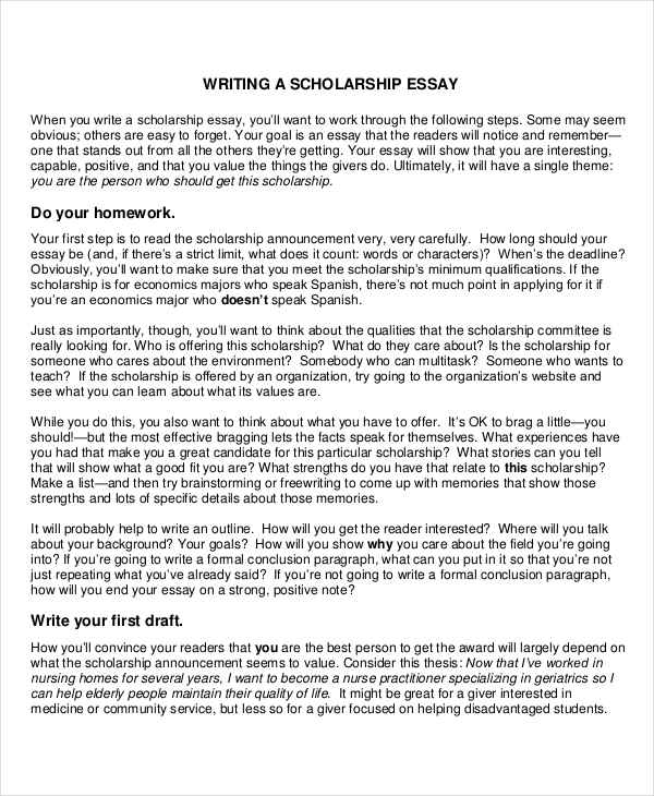 how to write scholarship essay examples