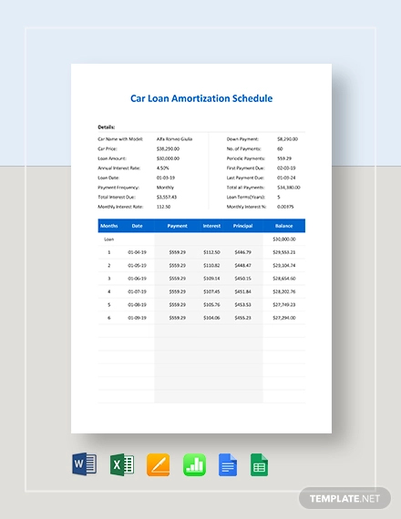 Auto loan on sale with amortization