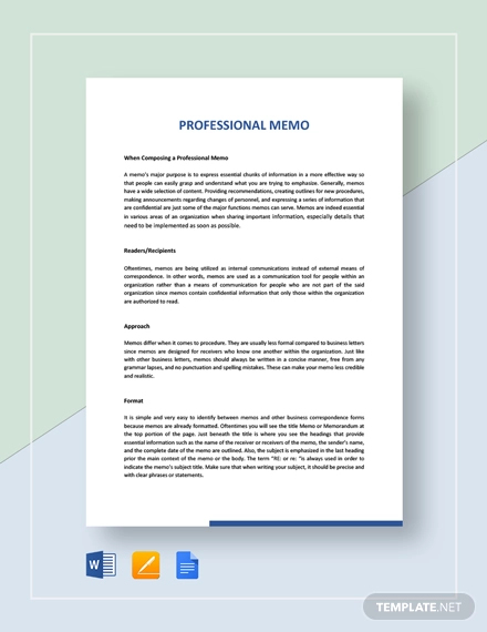 FREE 7+ Professional Memo Examples & Samples in PDF | DOC ...