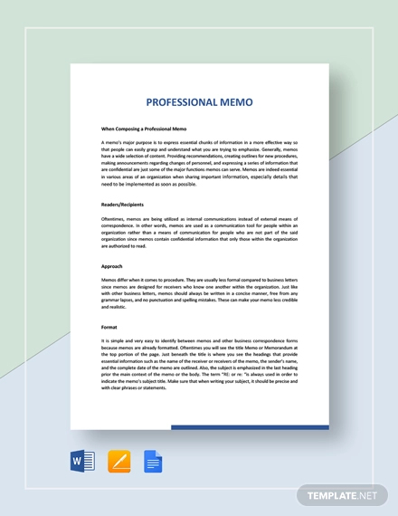 sample professional memo