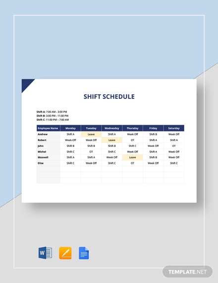shift schedule