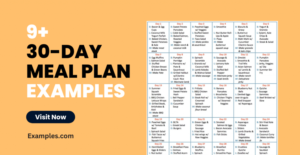 30-Day Meal Plan Examples