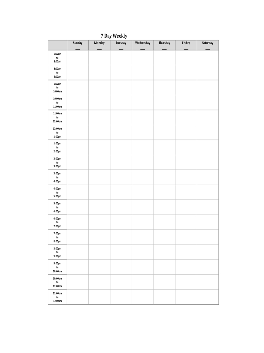 FREE 6+ Hourly Schedule Examples & Samples in PDF DOC