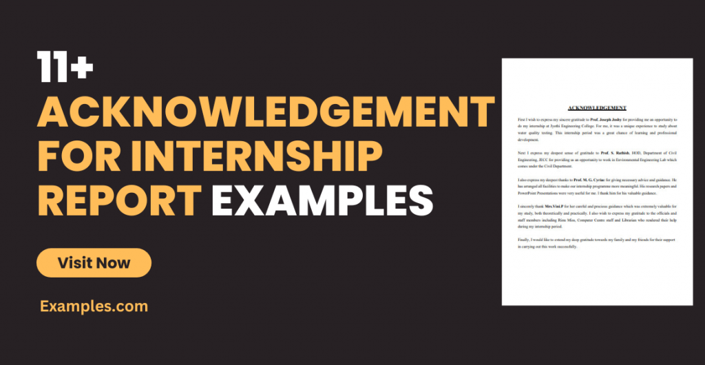 Acknowledgement for Internship Report Examples
