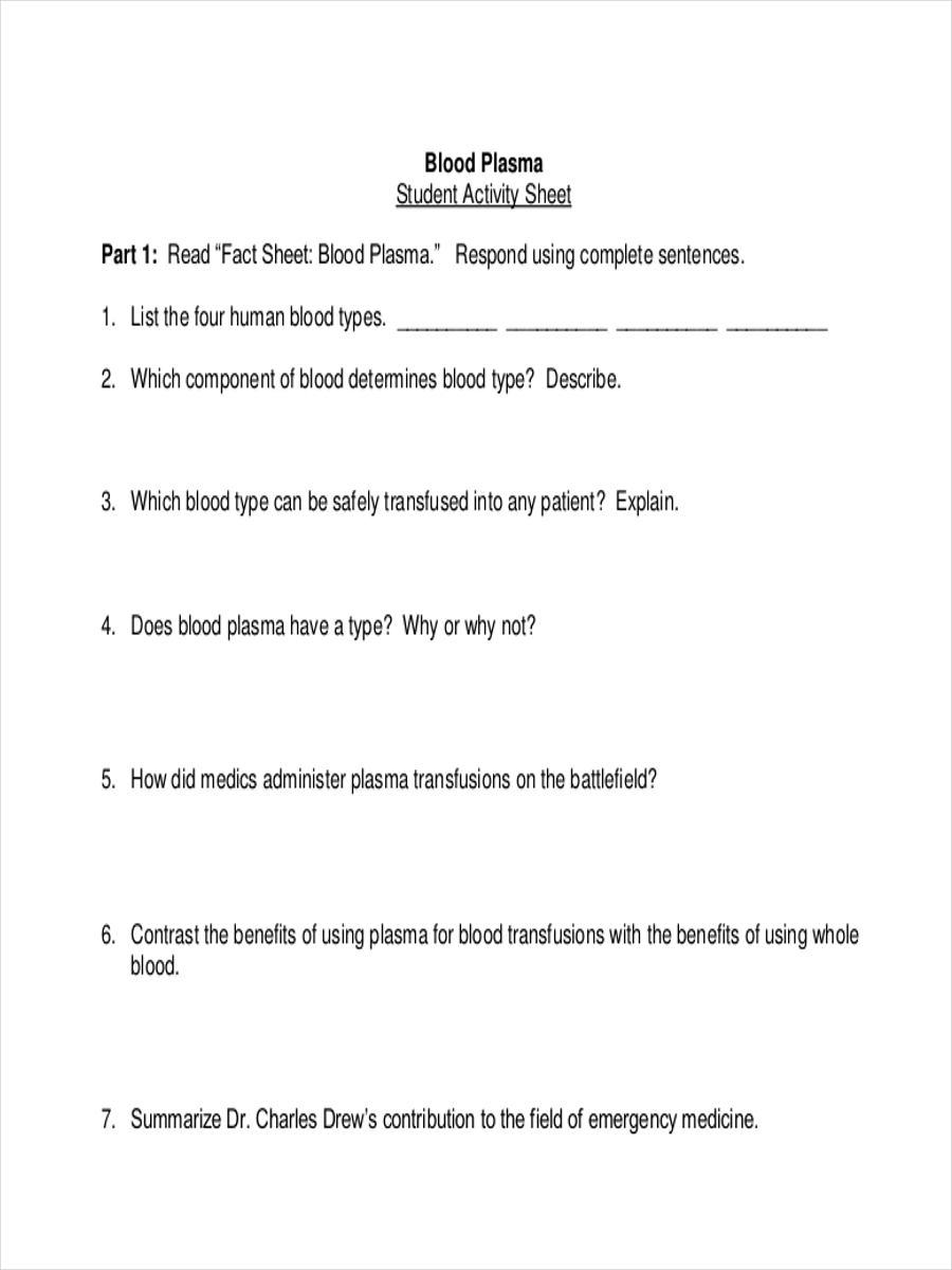 activity sheet of student