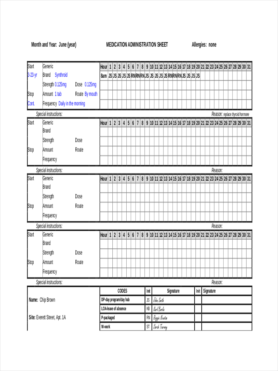 Medication Administration Record Template Excel from images.examples.com