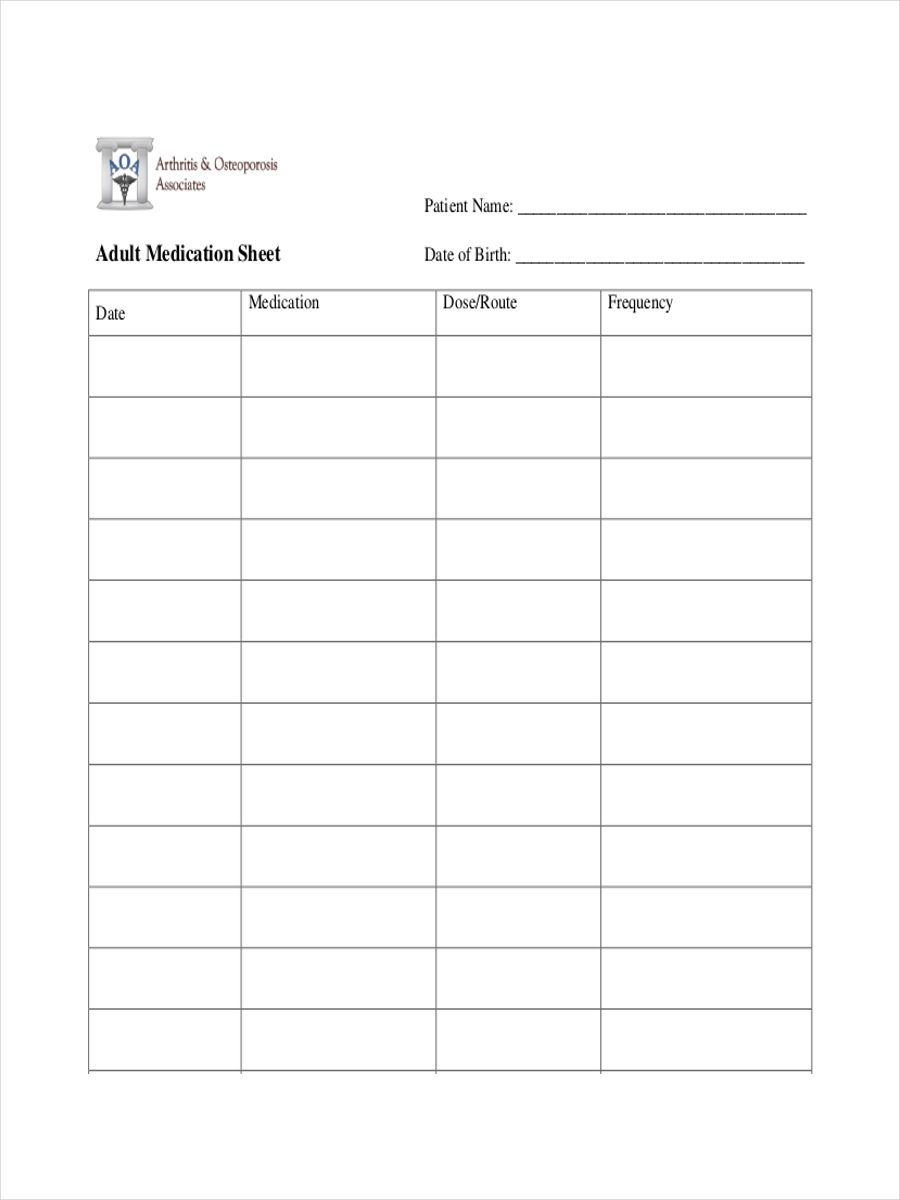 FREE 10+ Medication Sheet Examples & Samples in PDF | DOC | Examples