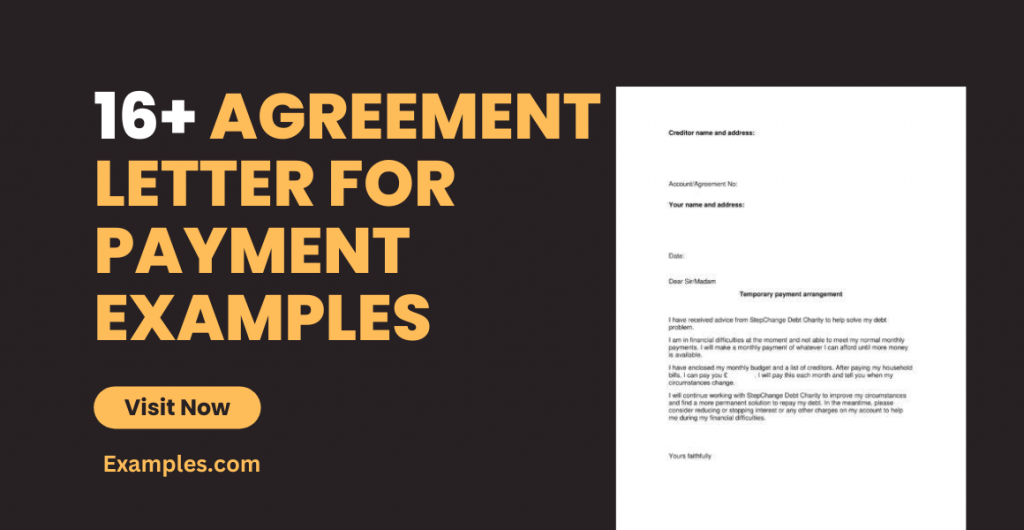 Agreement Letter for Payment Examples